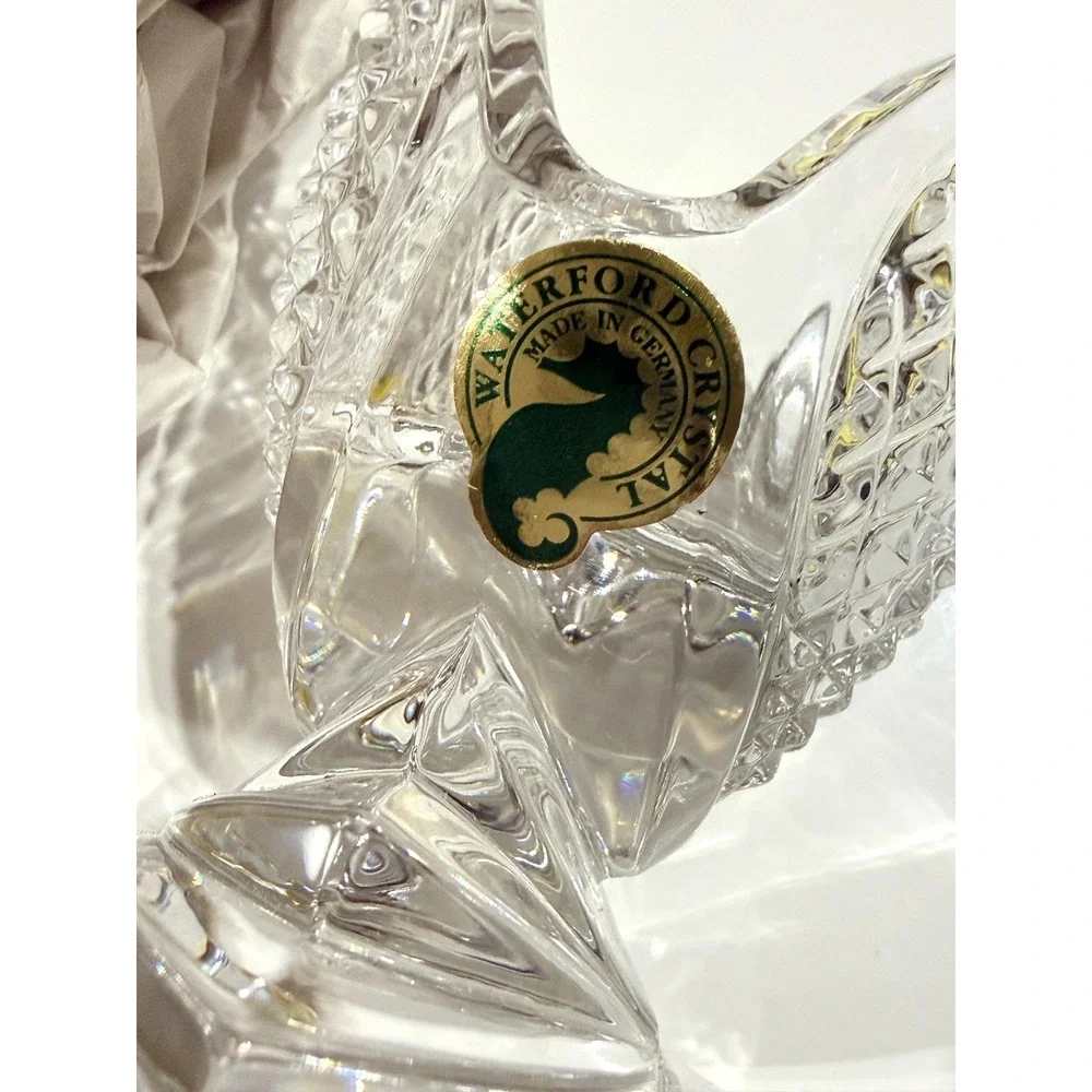 WATERFORD CRYSTAL Heart Card Holder Small Vase Made in Germany Diamond Cut Clear
